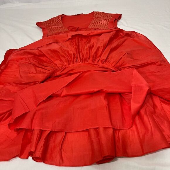 Maje Babe Short Sleeve Orange Flowy Mini Dress New Size Small - Picture 10 of 12